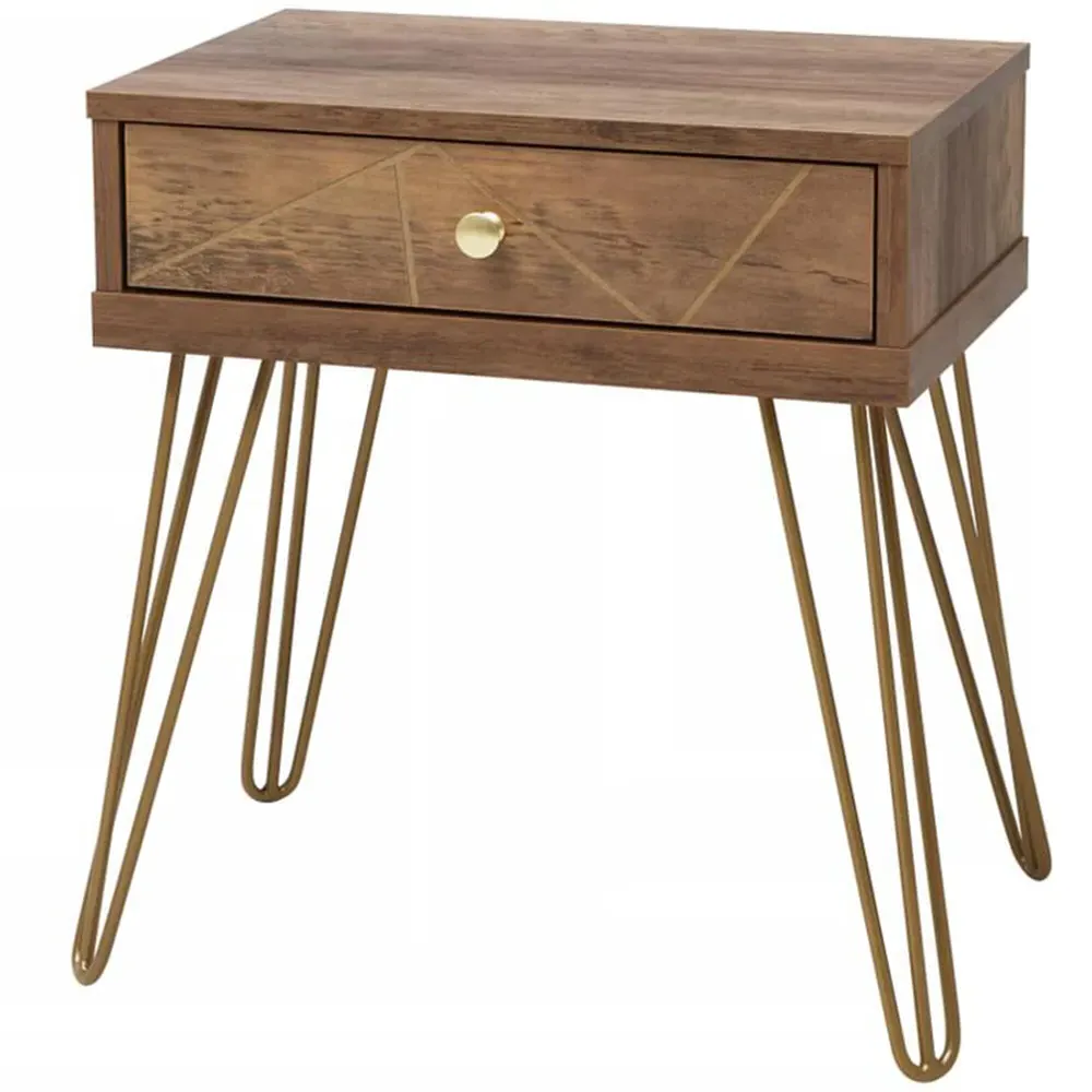 Flori Single Drawer Side Table - Brown, Veneer