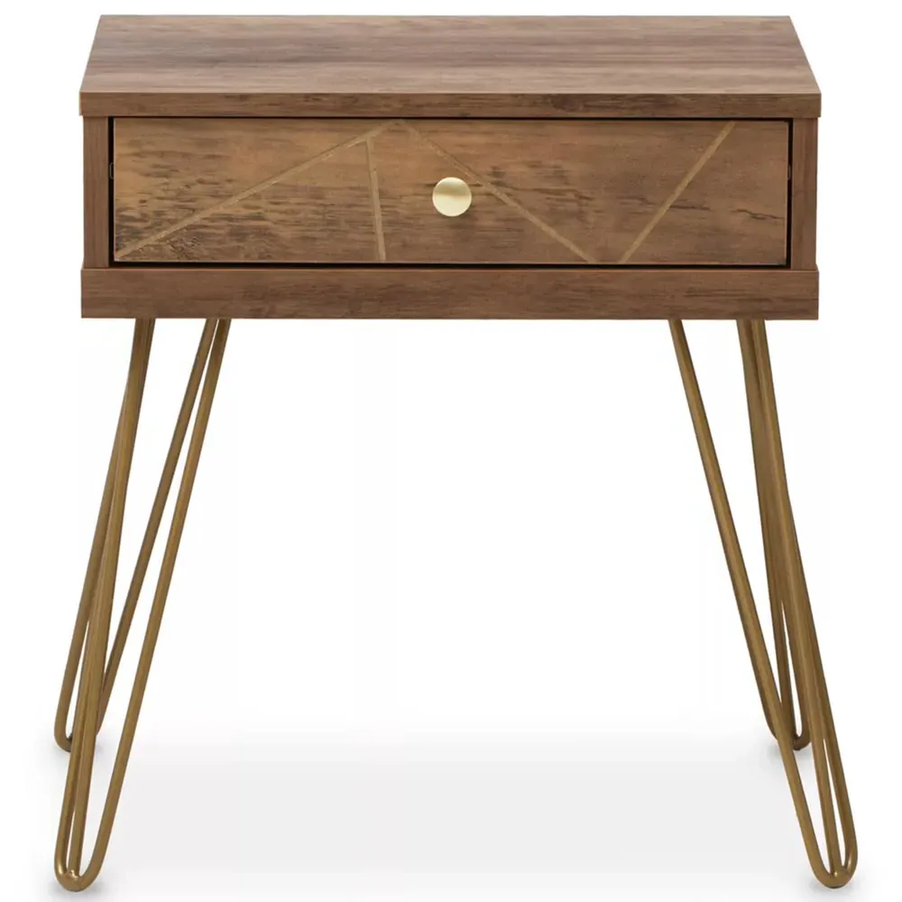 Flori Single Drawer Side Table - Brown, Veneer