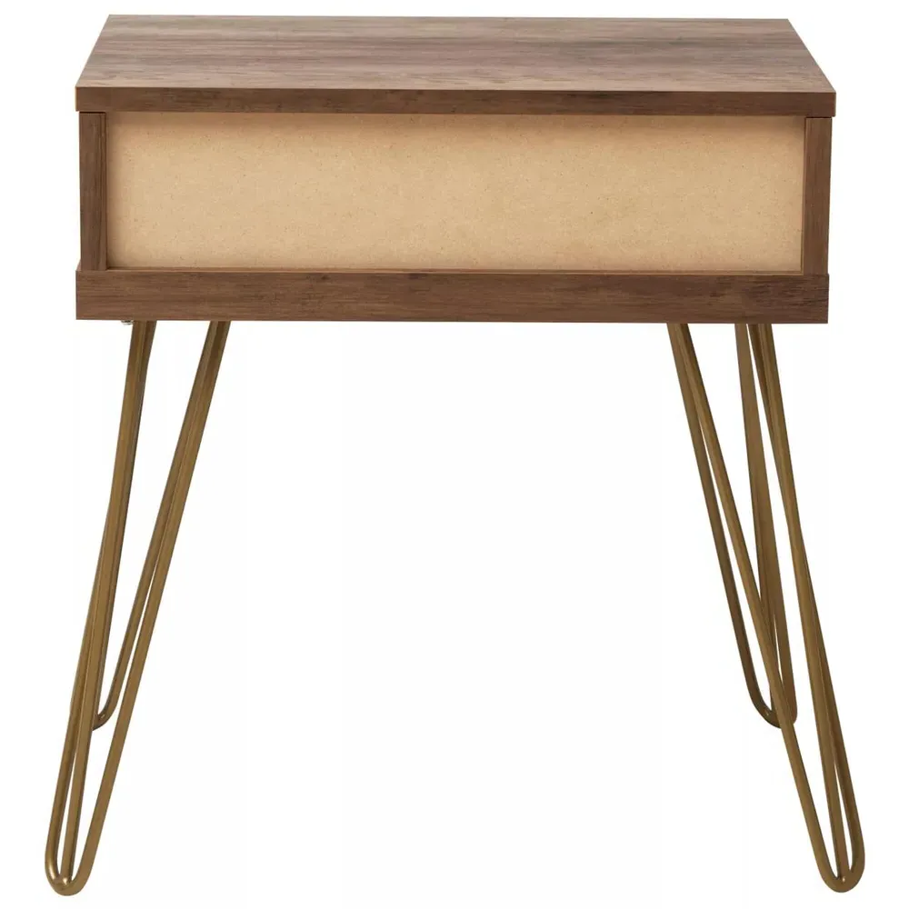 Flori Single Drawer Side Table - Brown, Veneer