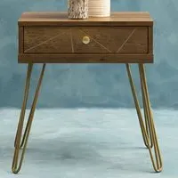 Flori Single Drawer Side Table - Brown, Veneer