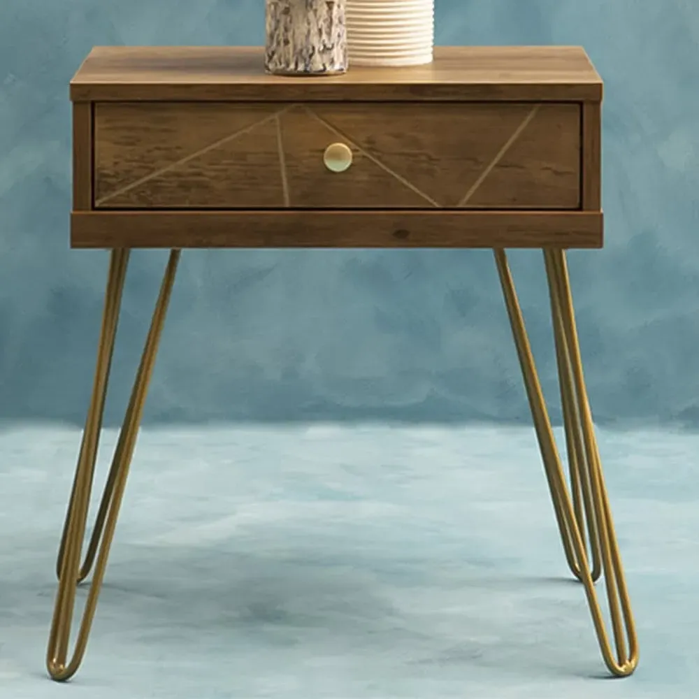 Flori Single Drawer Side Table - Brown, Veneer image