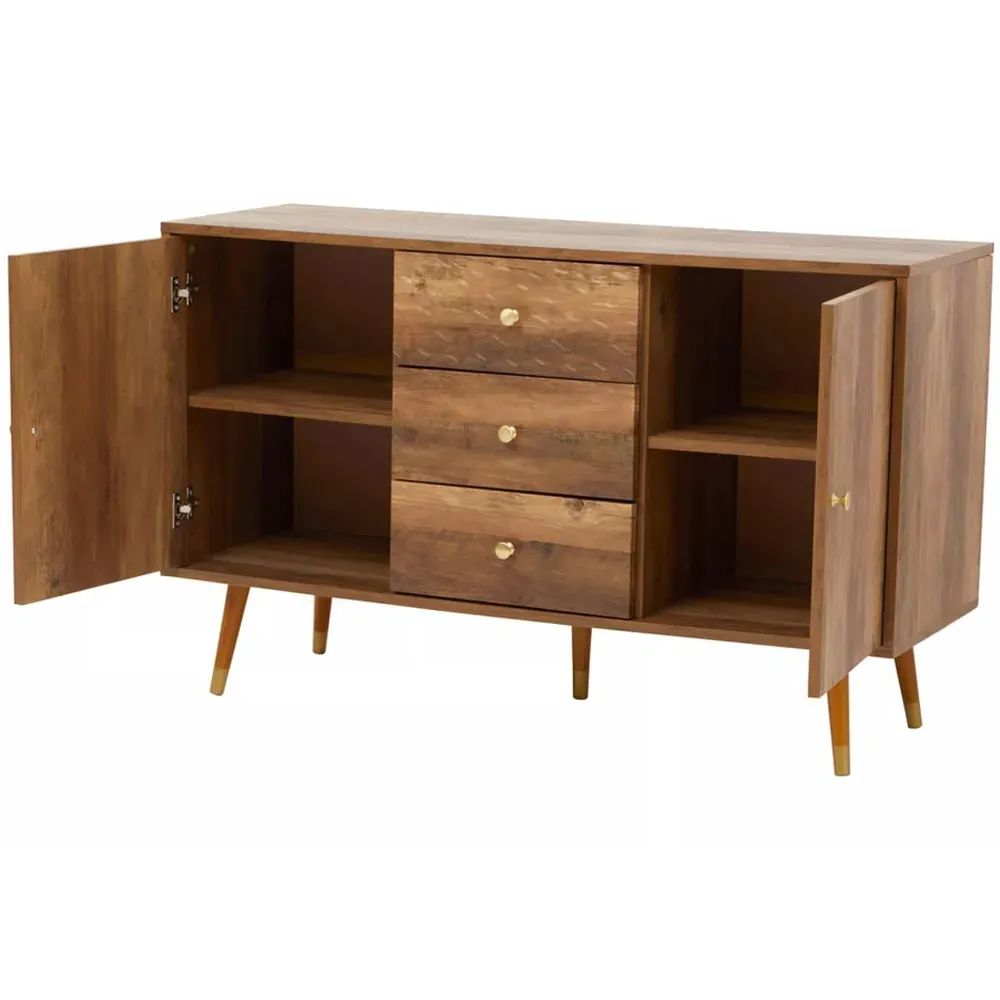 Frida 2 Door 3 Drawer Sideboard - Brown, Wood Veneer