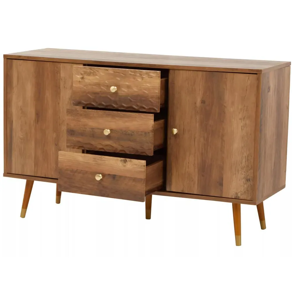 Frida 2 Door 3 Drawer Sideboard - Brown, Wood Veneer