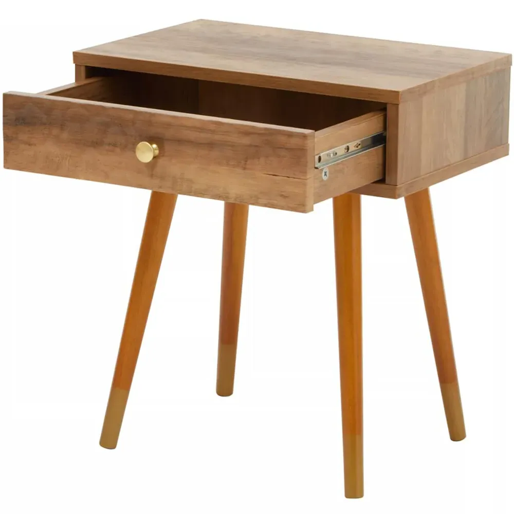Frida Single Drawer Side Table - Brown