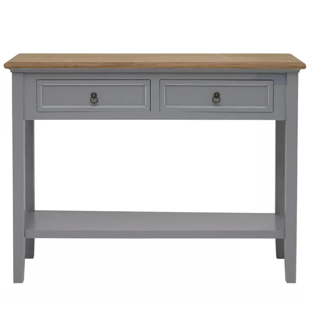 Henley 2 Drawer Console Table - Grey, Paulownia Wood