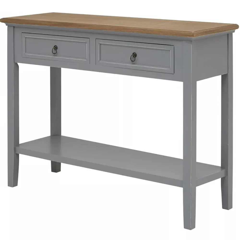 Henley 2 Drawer Console Table - Grey, Paulownia Wood
