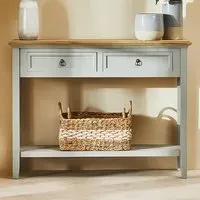 Henley 2 Drawer Console Table - Grey, Paulownia Wood