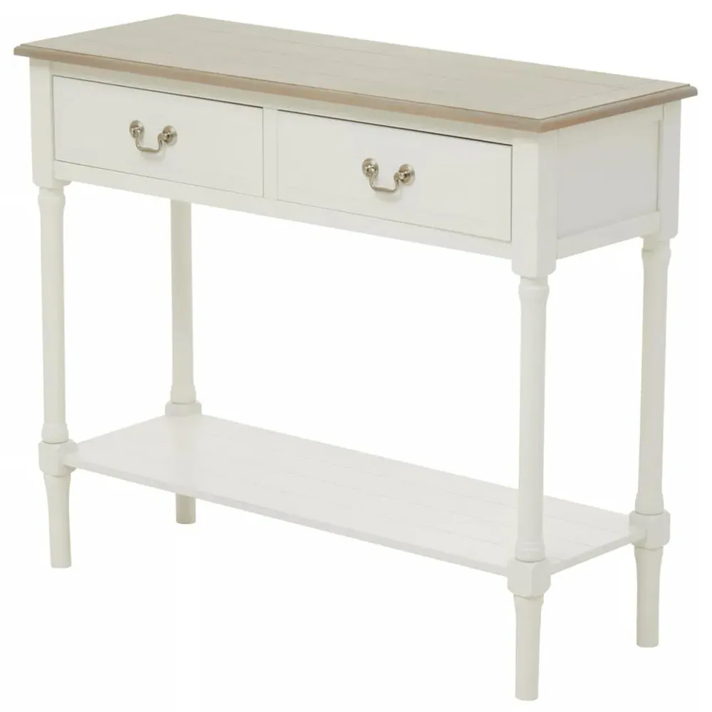Heritage 2 Drawer Console Table - Cream, Pine Wood