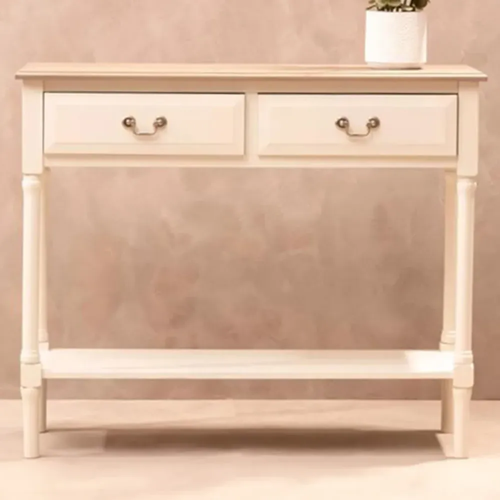 Heritage 2 Drawer Console Table - Cream, Pine Wood image