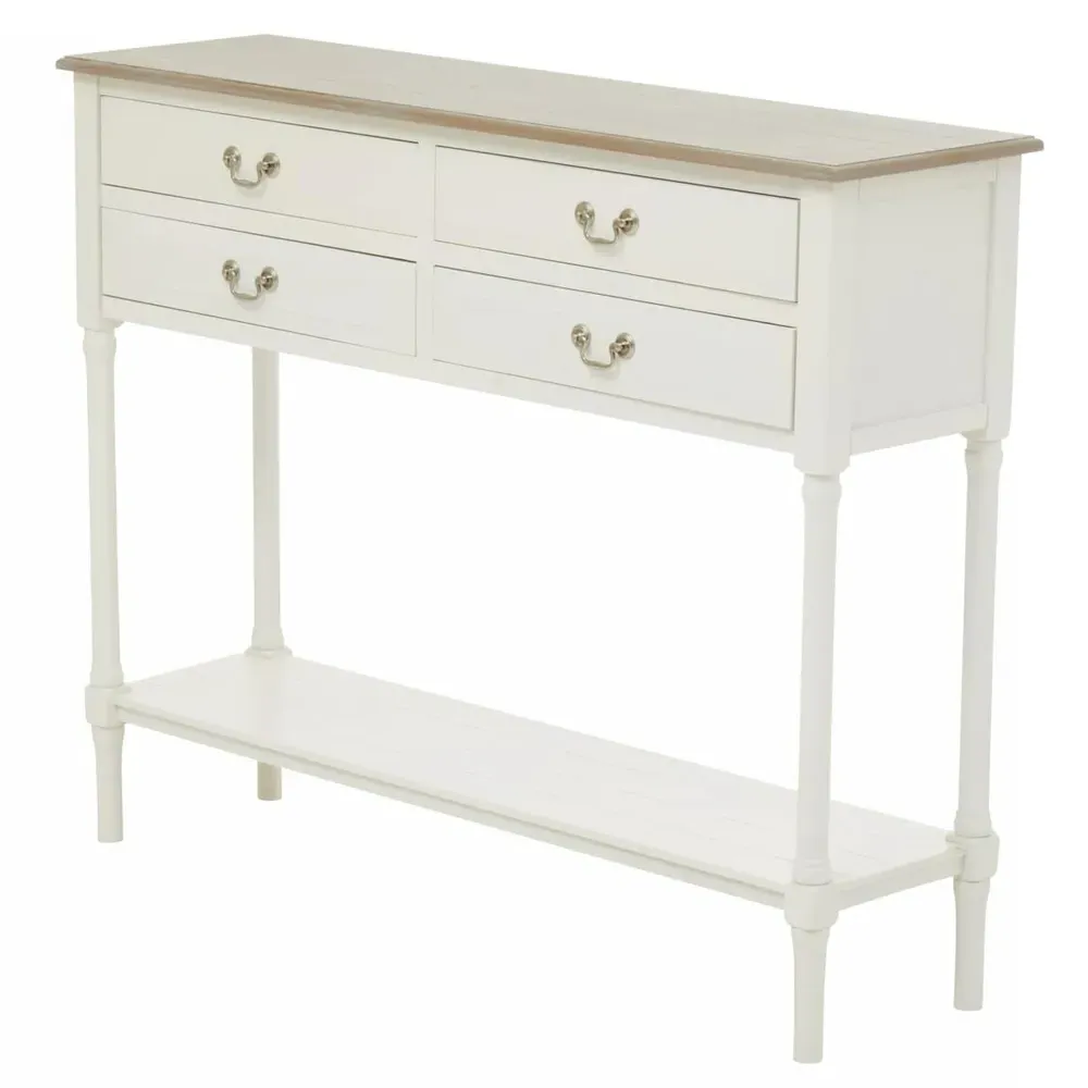Heritage 4 Drawer Console Table - Cream, Pine Wood