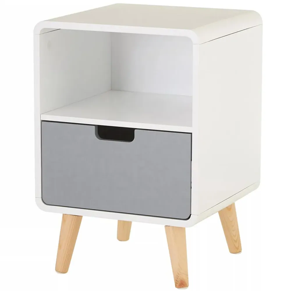 Milo Single Drawer Cabinet - White, Pine