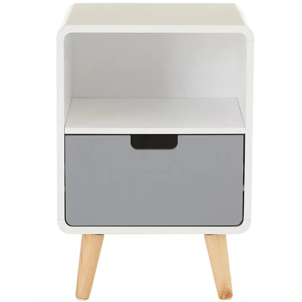 Milo Single Drawer Cabinet - White, Pine
