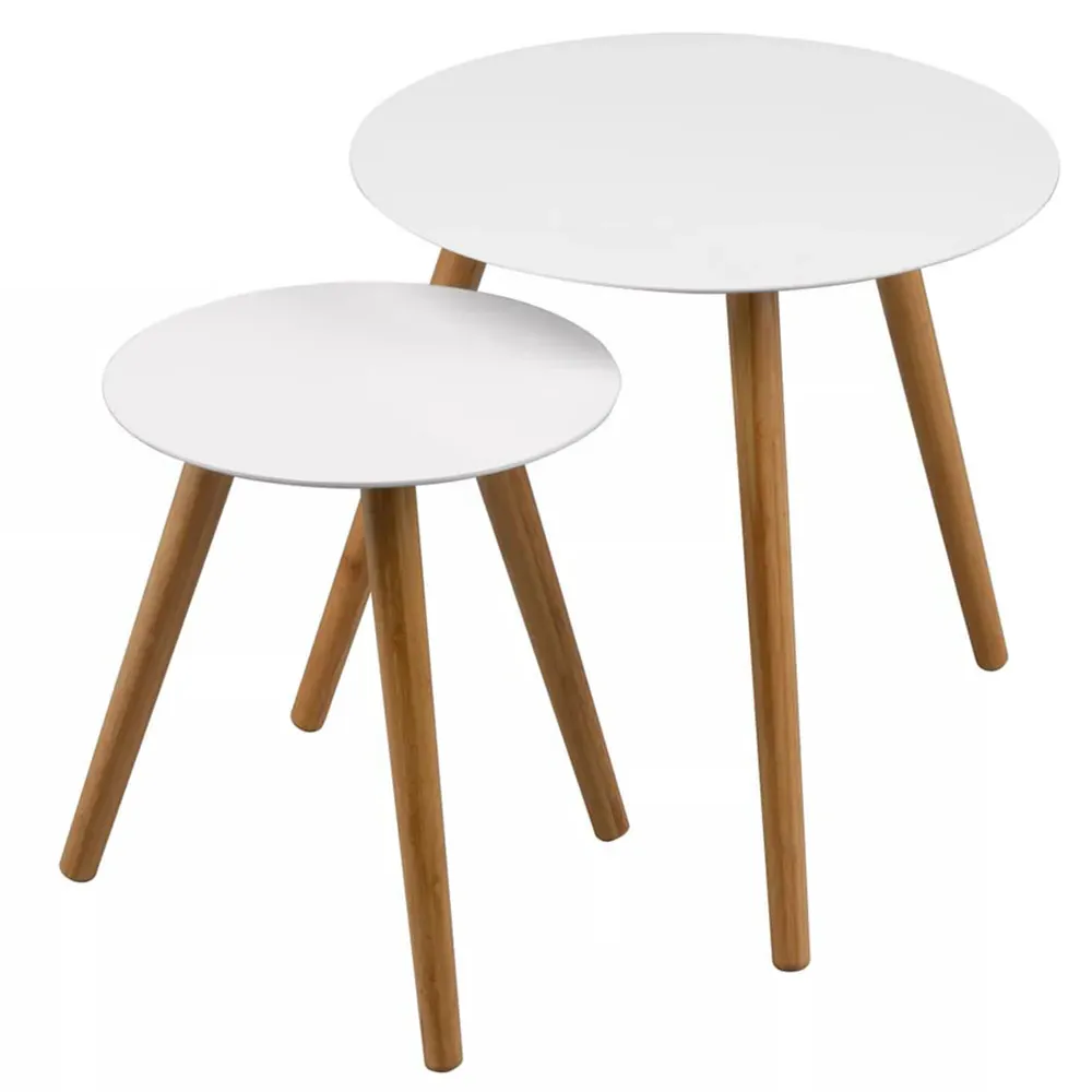 Nostra Round Nest of Tables Set of 2 - White, Wood