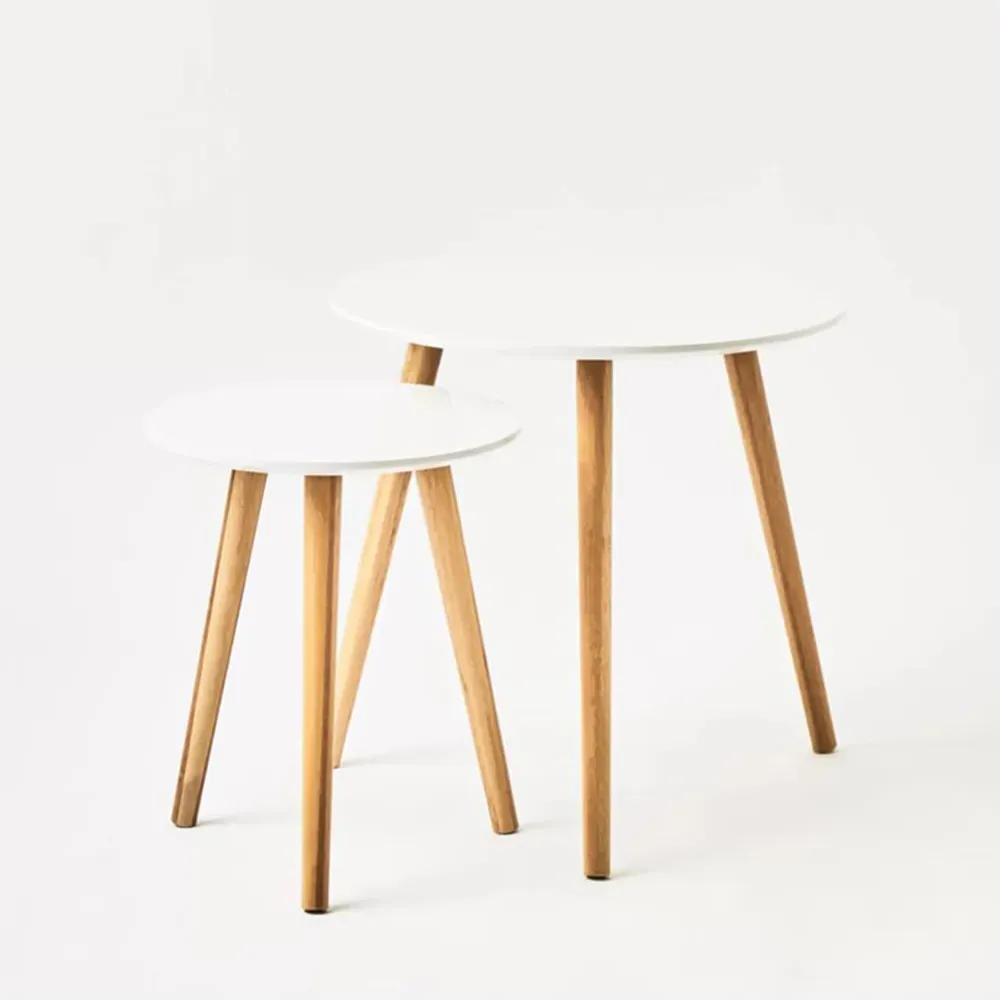 Nostra Round Nest of Tables Set of 2 - White, Wood