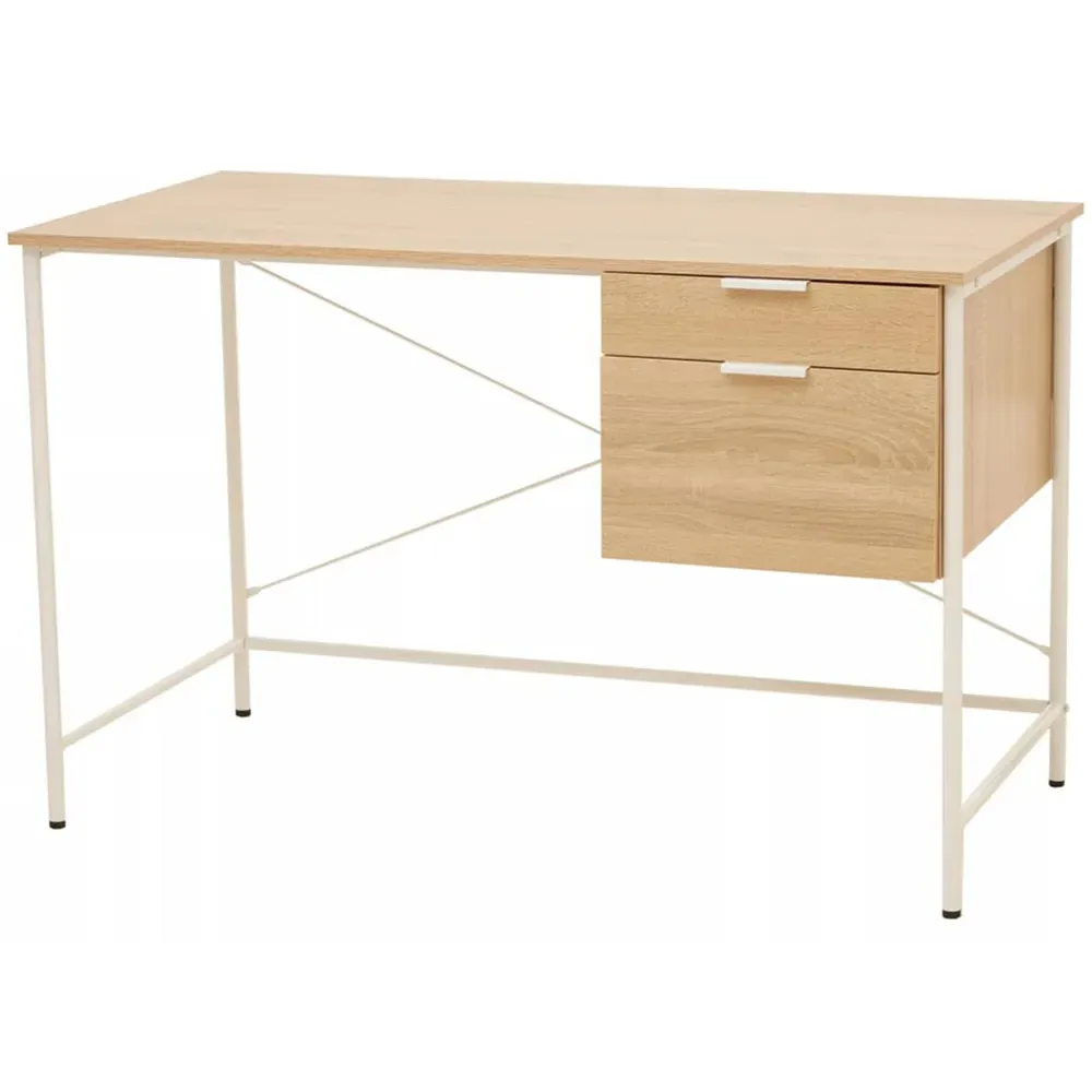 Premier Housewares Bradbury 2 Drawer Desk - Cream, Oak