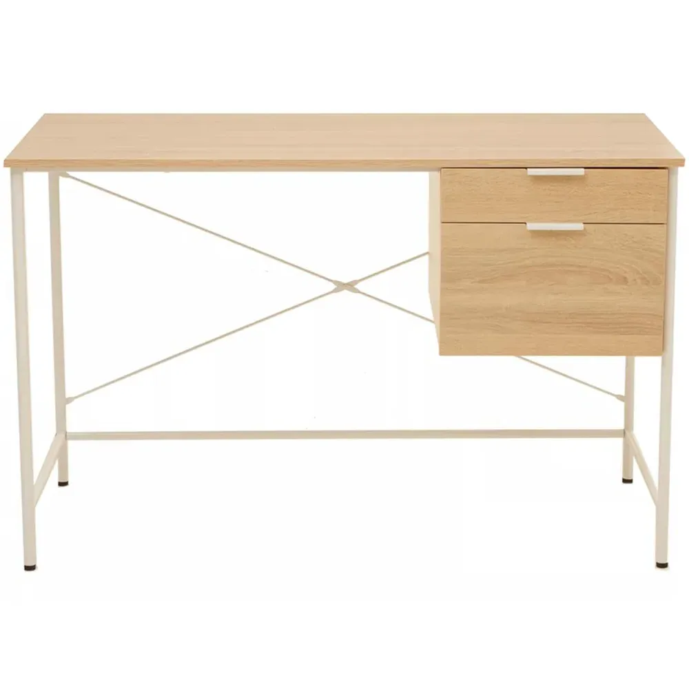 Premier Housewares Bradbury 2 Drawer Desk - Cream, Oak