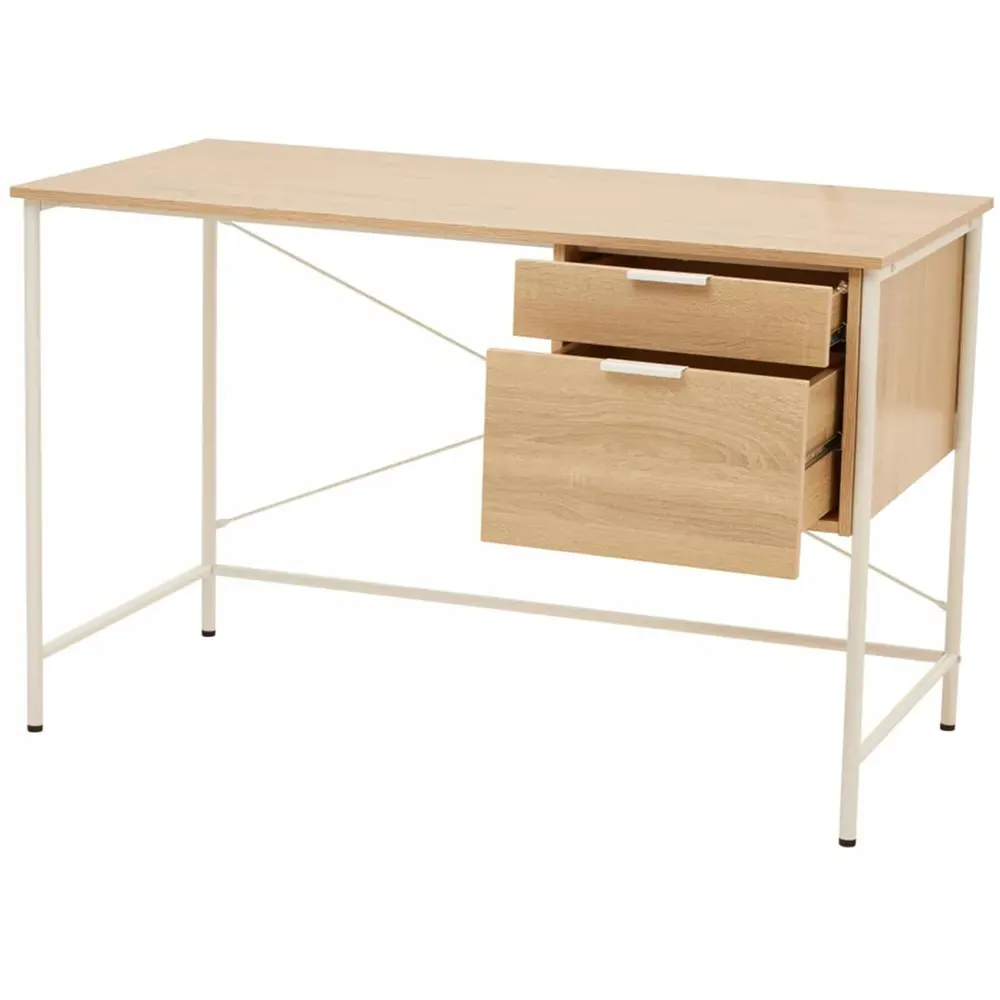 Premier Housewares Bradbury 2 Drawer Desk - Cream, Oak