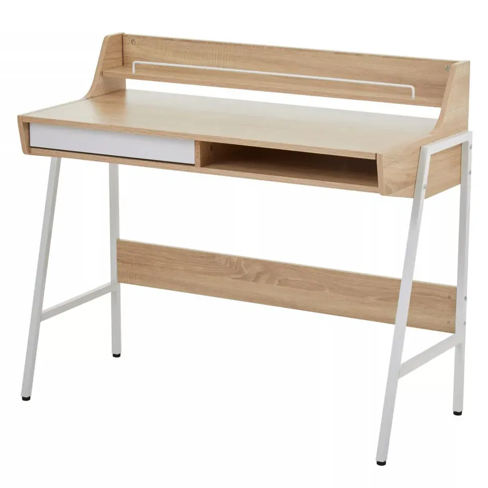 Premier Housewares Bradbury Desk with Drawer - Cream, Oak