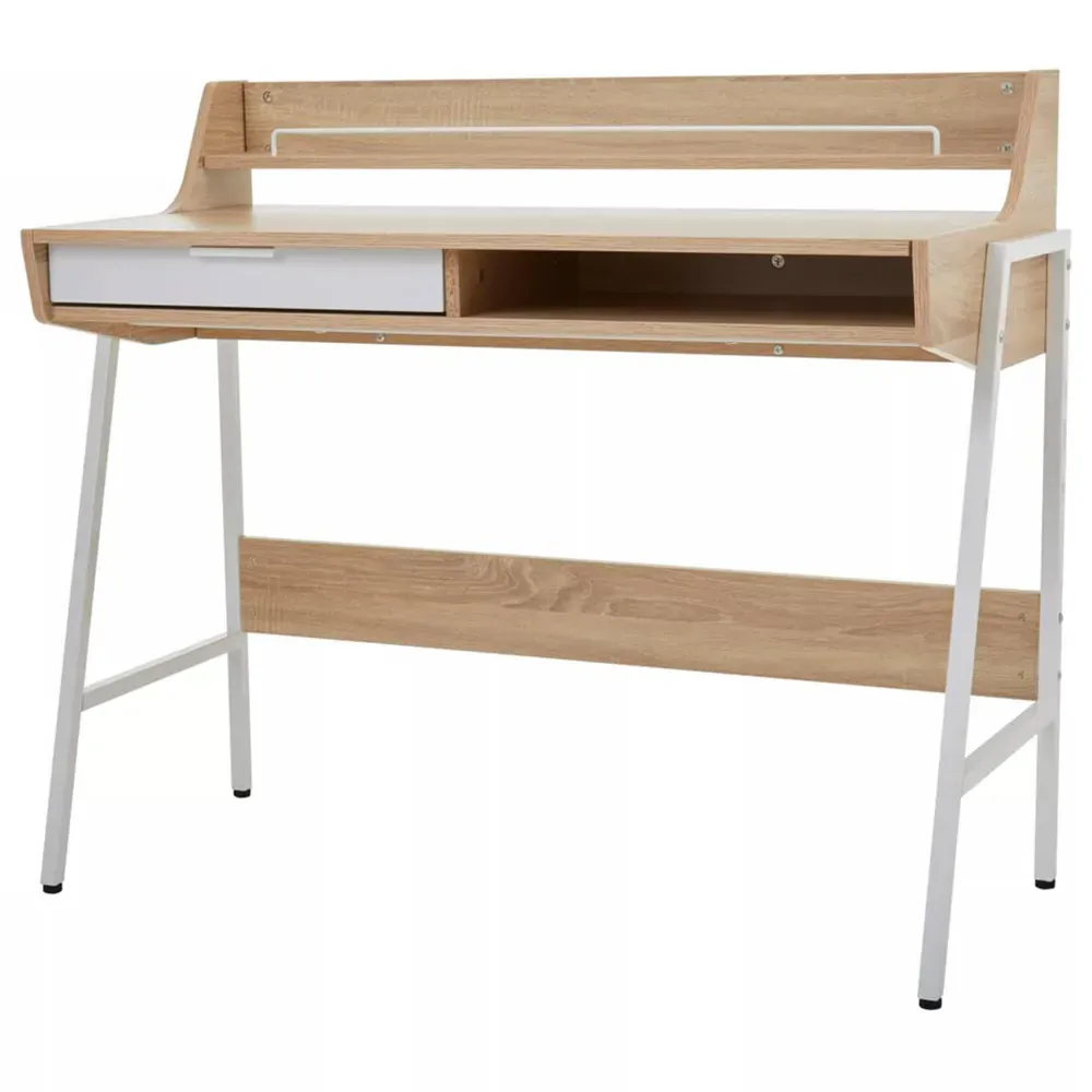 Premier Housewares Bradbury Desk with Drawer - Cream, Oak