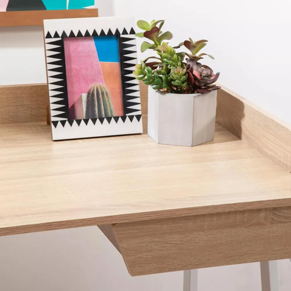 Premier Housewares Bradbury Desk with Drawer - Natural Oak