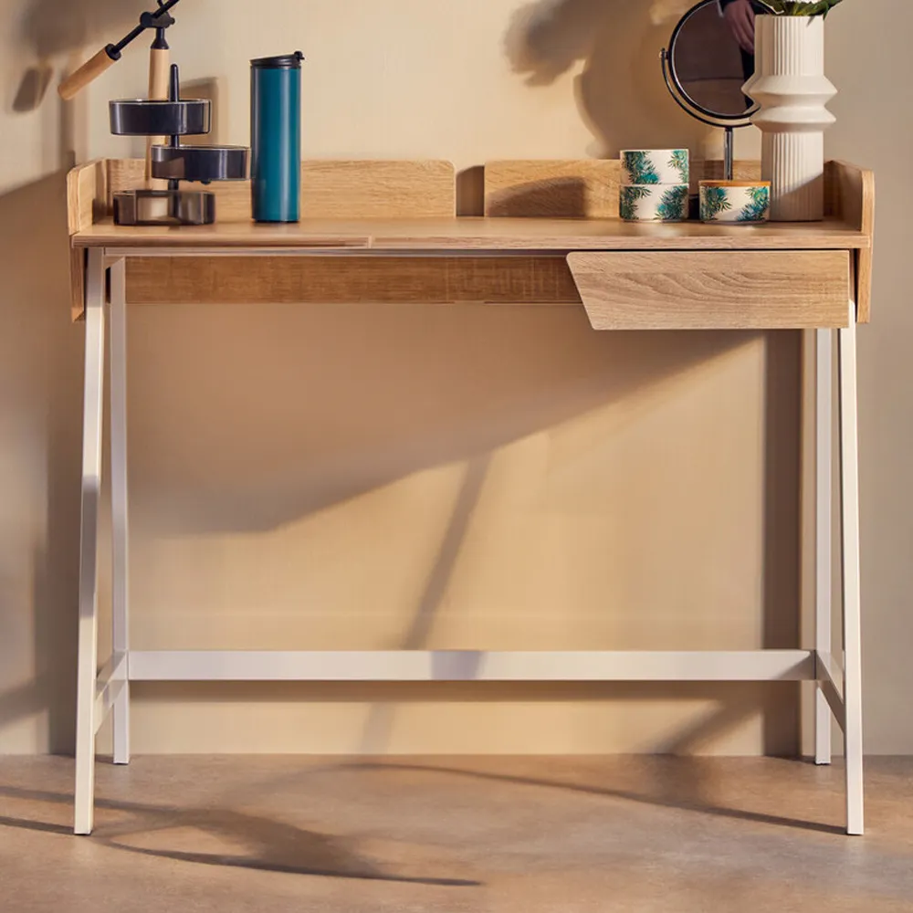 Premier Housewares Bradbury Desk with Drawer - Natural Oak image