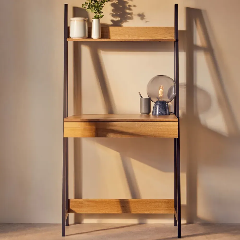 Premier Housewares Bradbury Desk with Storage - Natural Oak