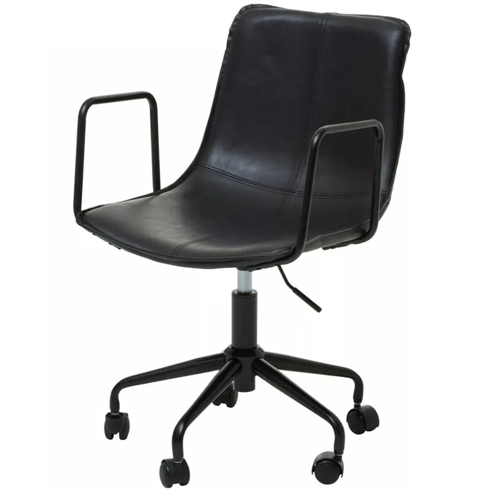 Premier Housewares Branson Swivel Office Chair - Black, Leather