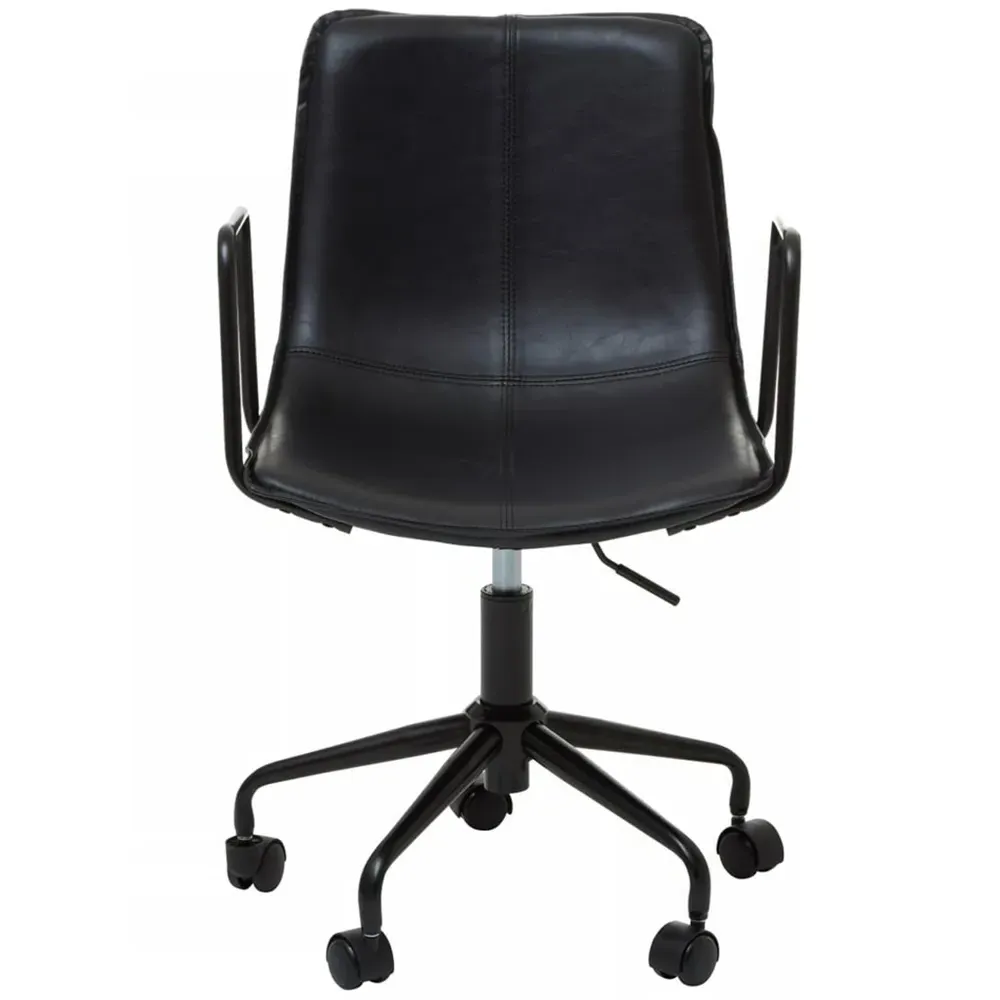 Premier Housewares Branson Swivel Office Chair - Black, Leather