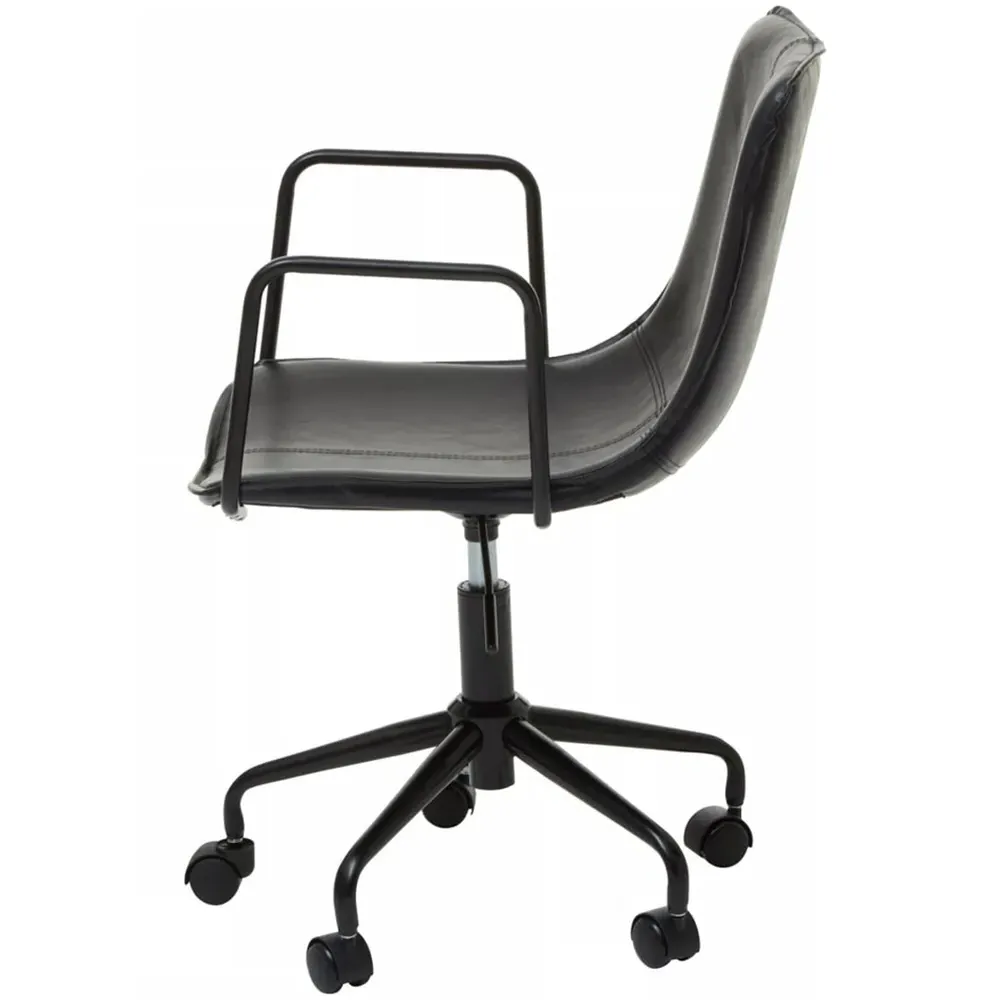 Premier Housewares Branson Swivel Office Chair - Black, Leather