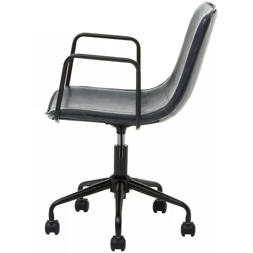 Premier Housewares Branson Swivel Office Chair - Grey, Leather