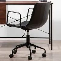 Premier Housewares Branson Swivel Office Chair - Grey, Leather