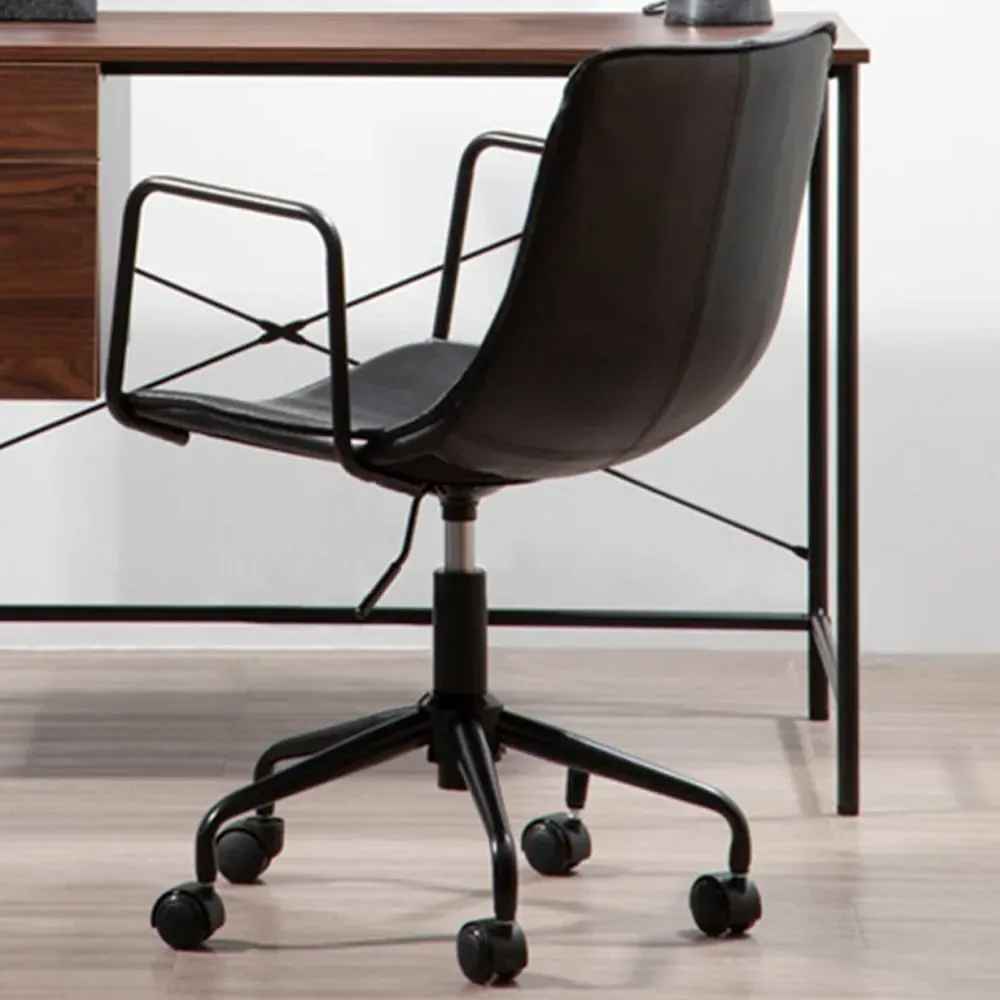 Premier Housewares Branson Swivel Office Chair - Grey, Leather