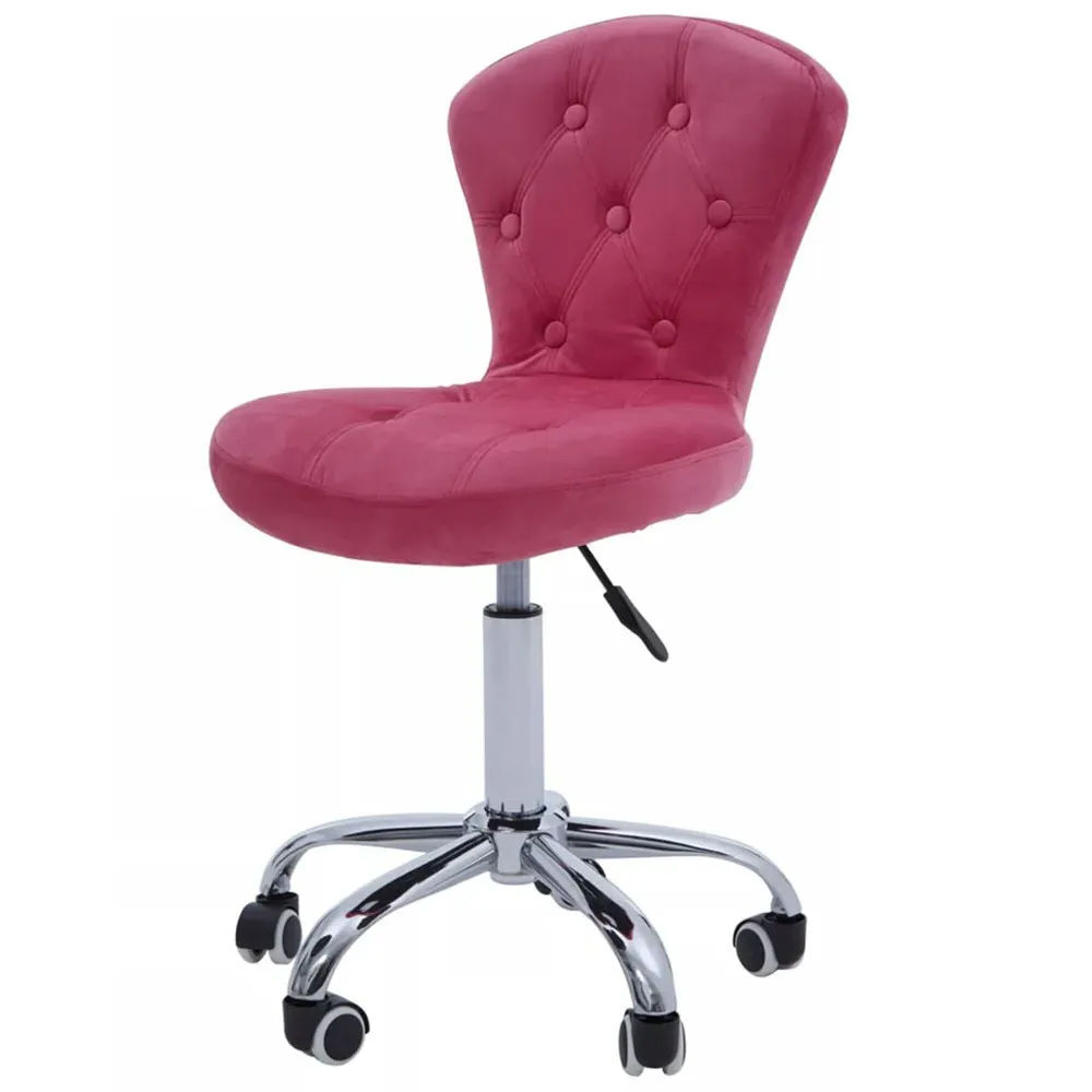 Premier Housewares Buttoned Office Chair - Pink, Velvet