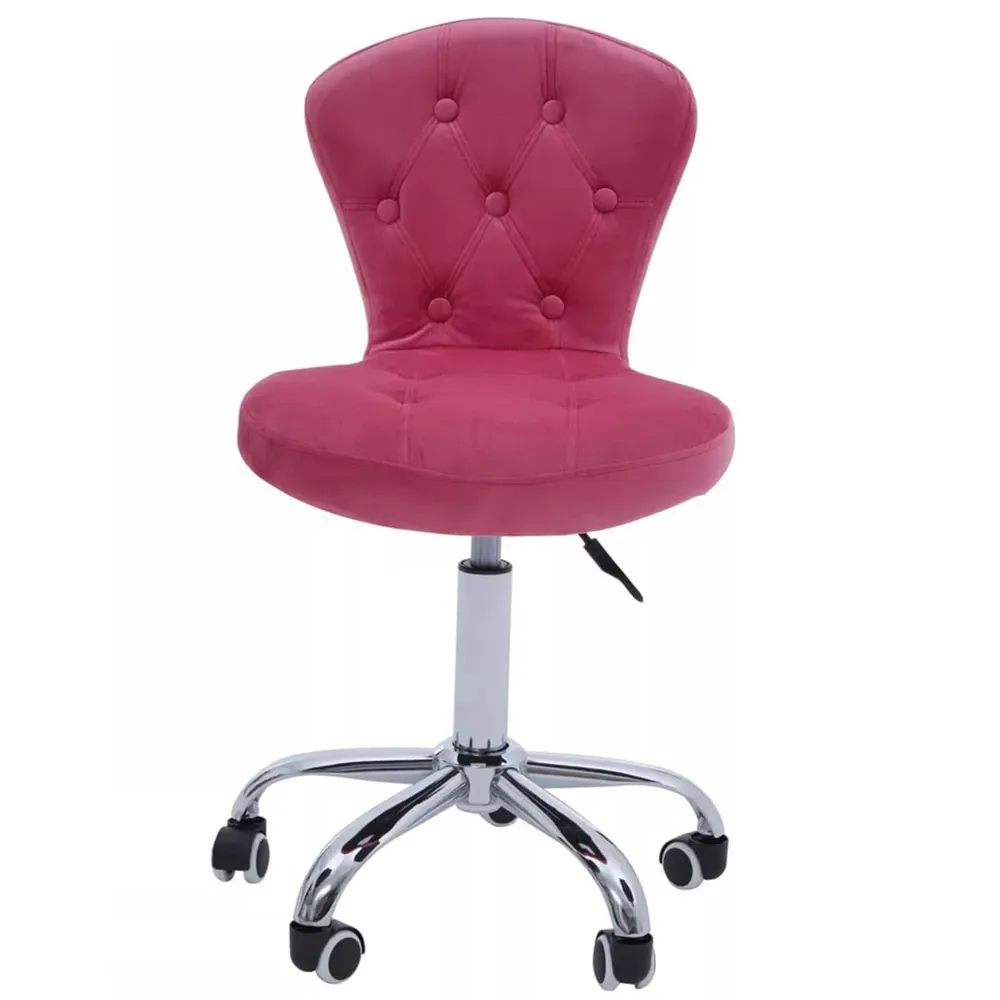 Premier Housewares Buttoned Office Chair - Pink, Velvet