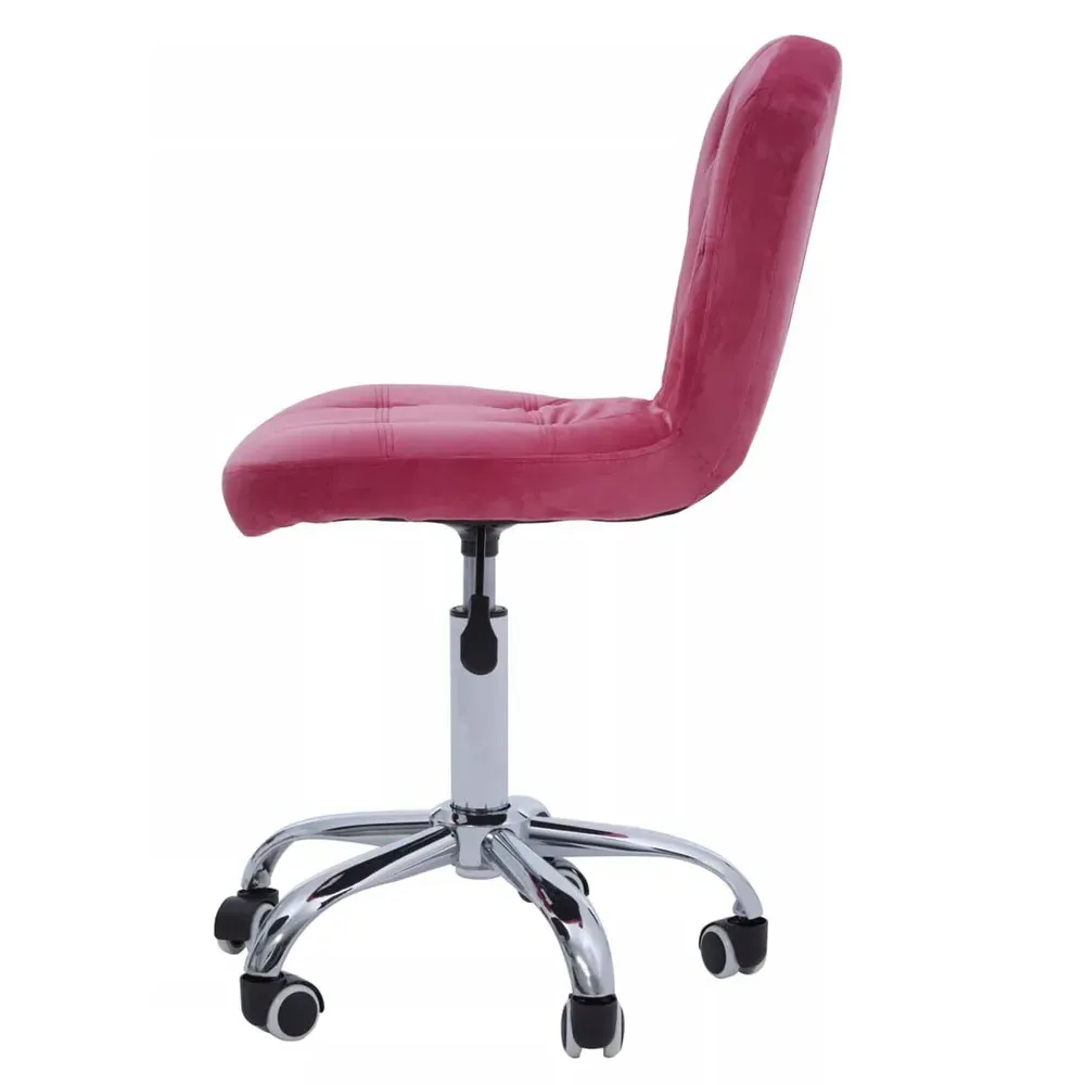 Premier Housewares Buttoned Office Chair - Pink, Velvet