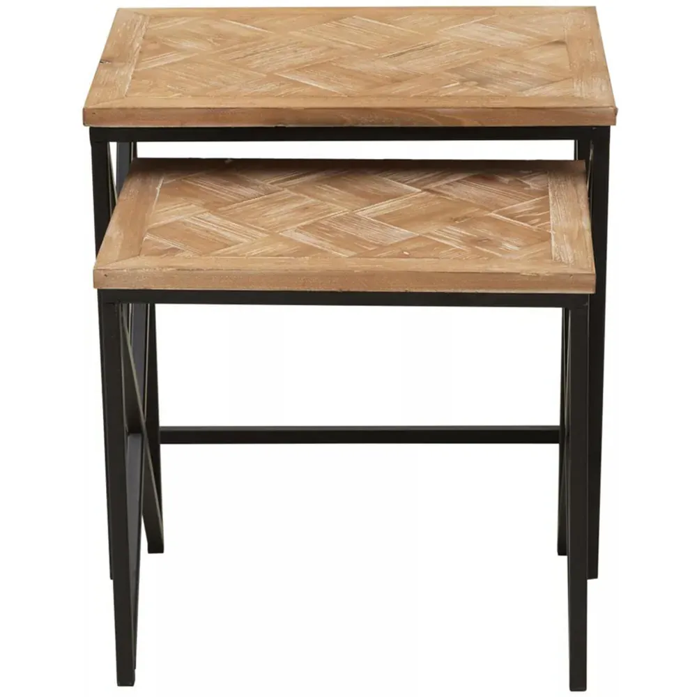 Premier Housewares Kickford Side Tables Set of 2 - Multi, Parquet