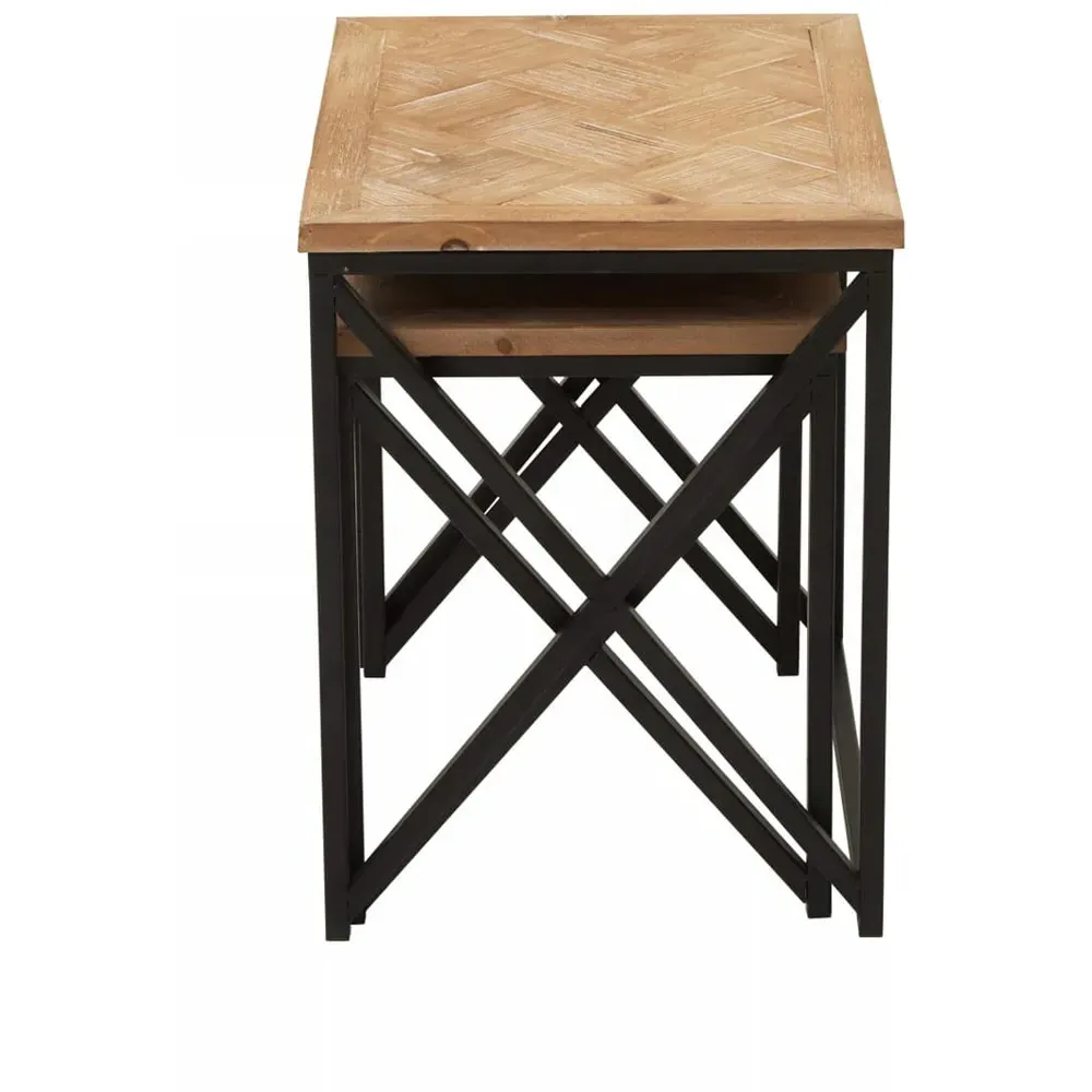 Premier Housewares Kickford Side Tables Set of 2 - Multi, Parquet