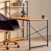 Premier Housewares Laxton Desk with Shelves - Yellow