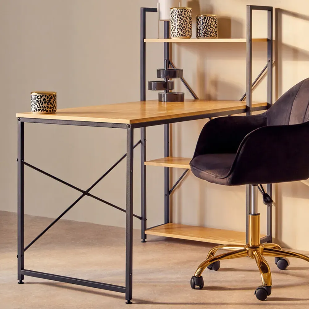 Premier Housewares Laxton Desk with Shelves - Yellow