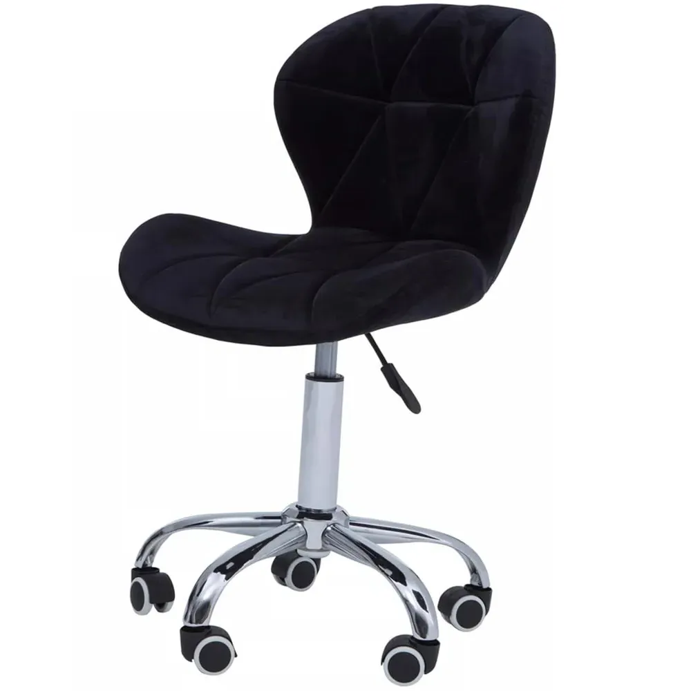 Premier Housewares Quilted Office Chair - Black, Velvet