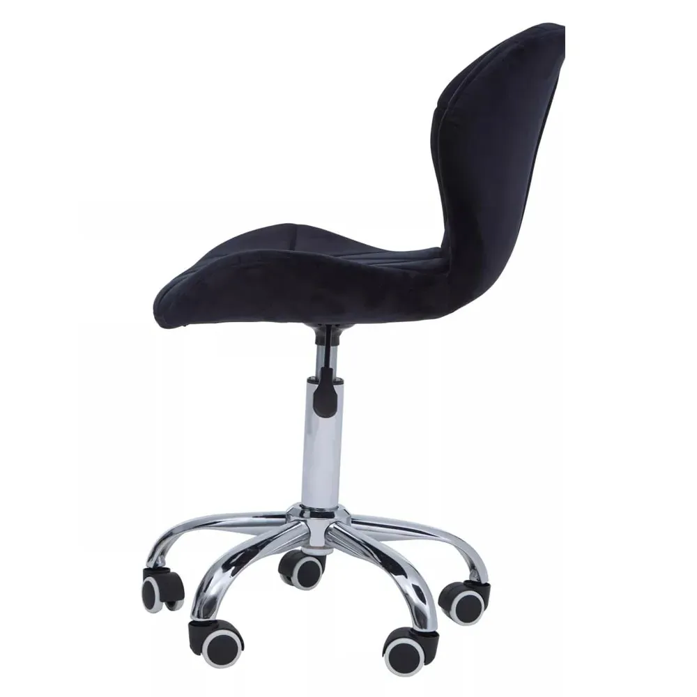 Premier Housewares Quilted Office Chair - Black, Velvet