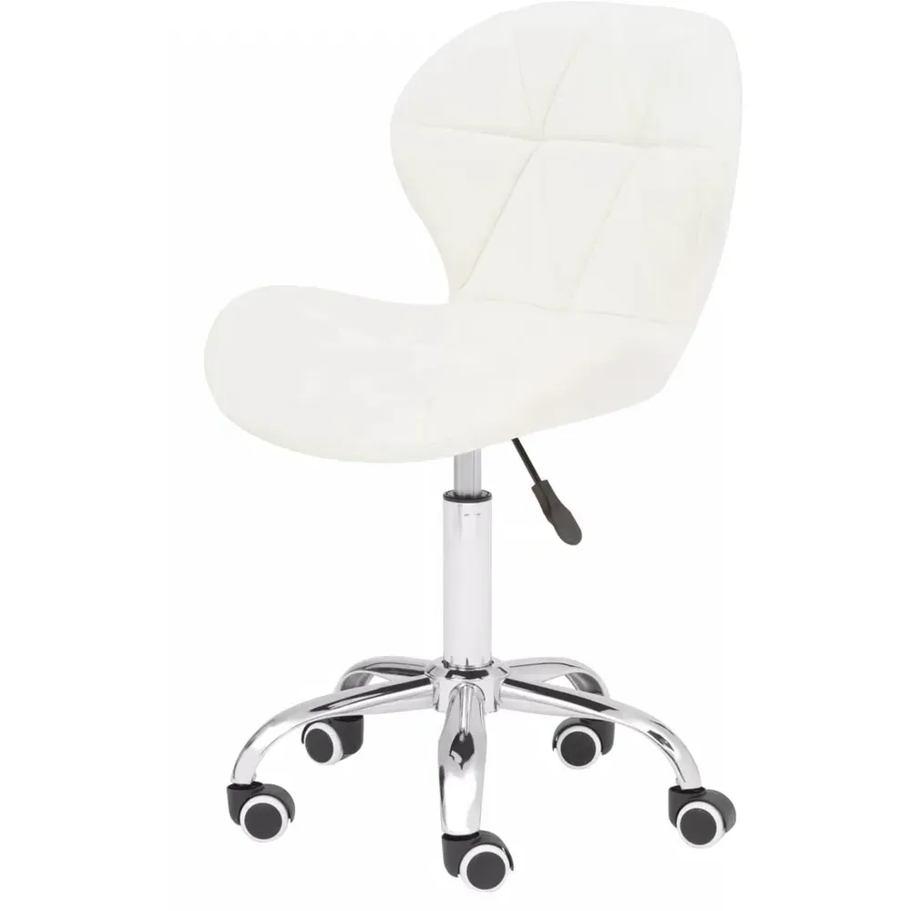 Premier Housewares Quilted Office Chair - White, Velvet
