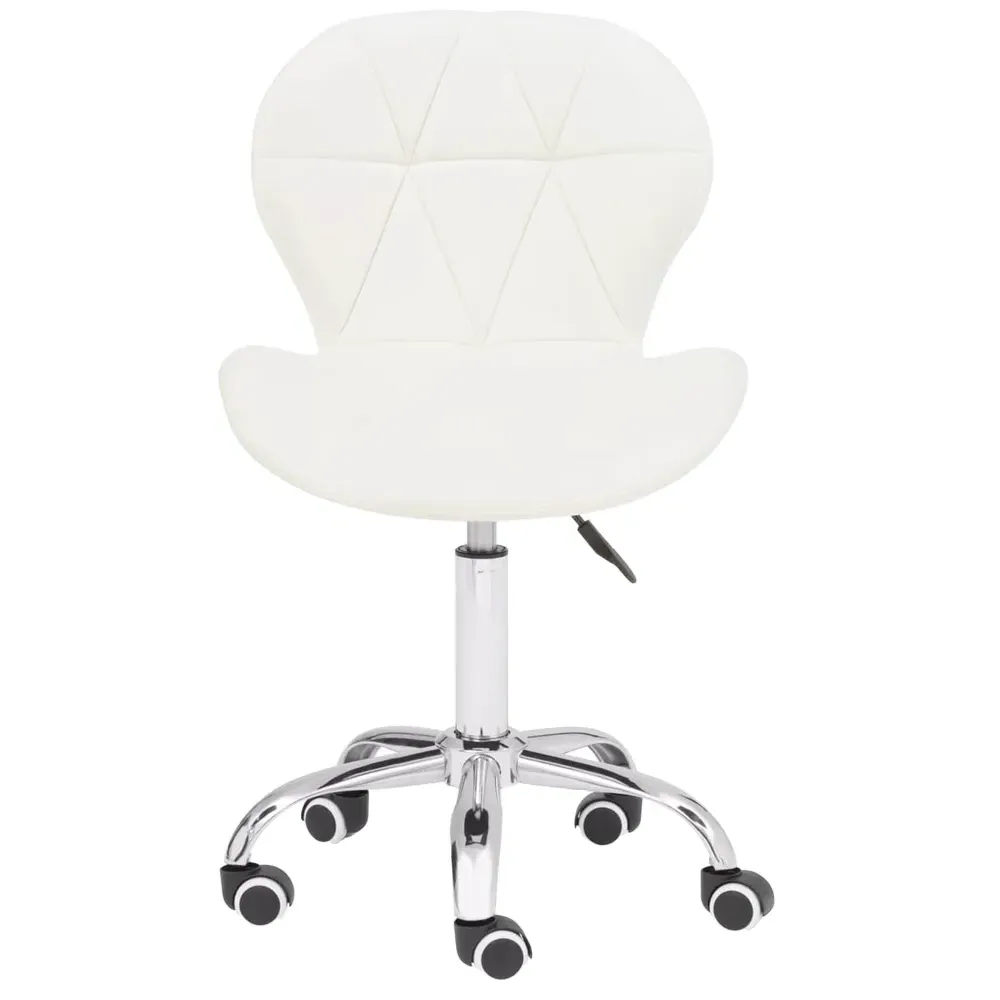 Premier Housewares Quilted Office Chair - White, Velvet