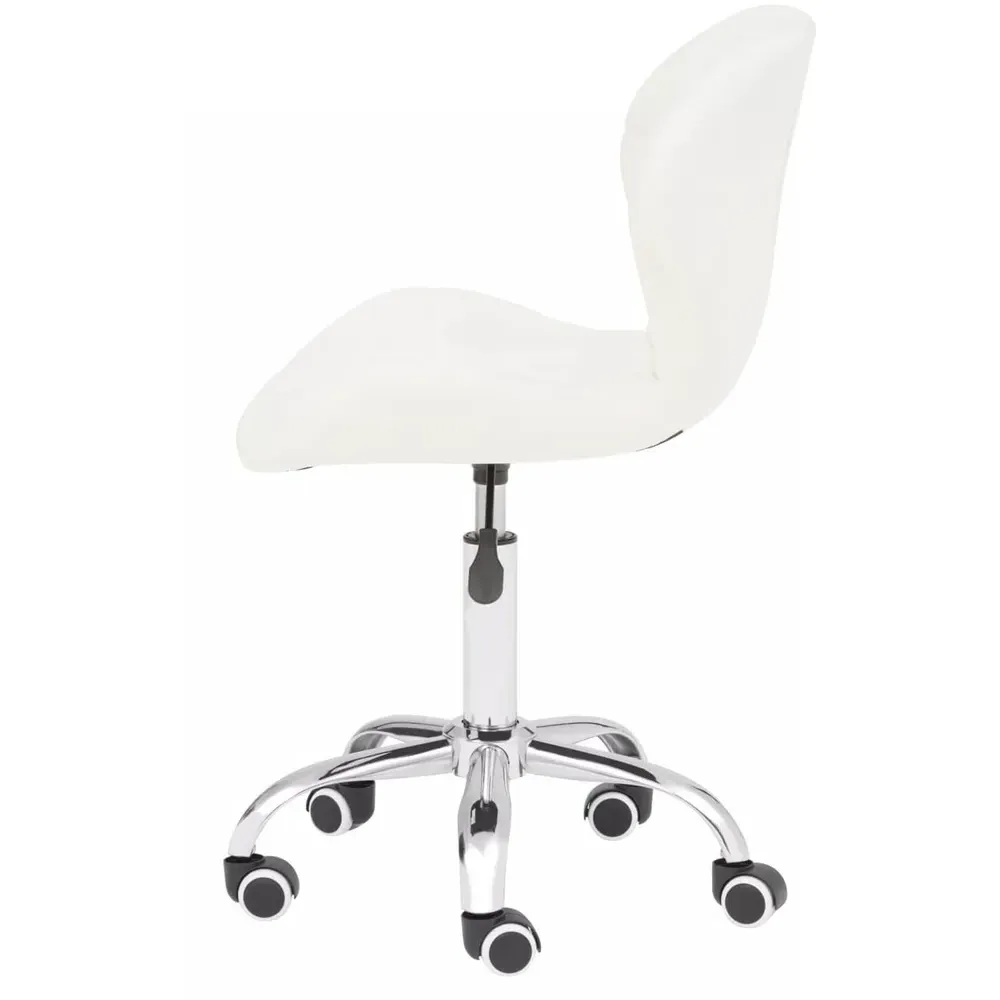 Premier Housewares Quilted Office Chair - White, Velvet