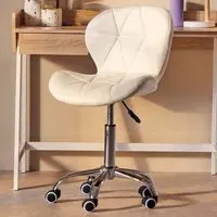 Premier Housewares Quilted Office Chair - White, Velvet