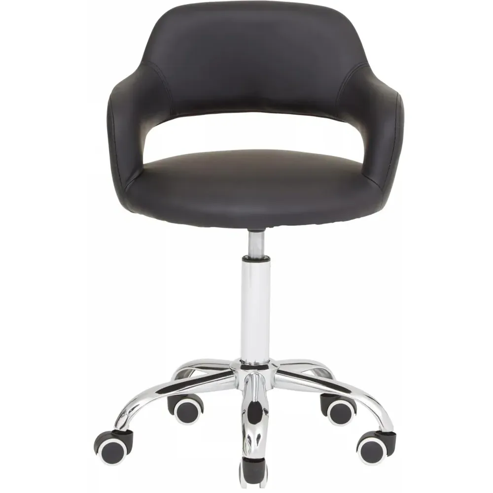 Swivel Office Chair with Curved Back - Black, PU