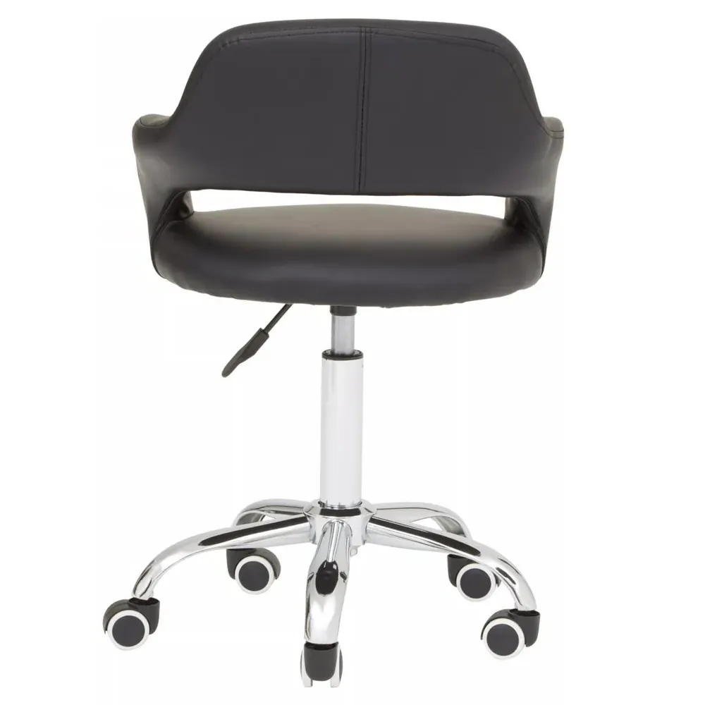 Swivel Office Chair with Curved Back - Black, PU