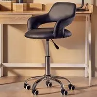 Swivel Office Chair with Curved Back - Black, PU