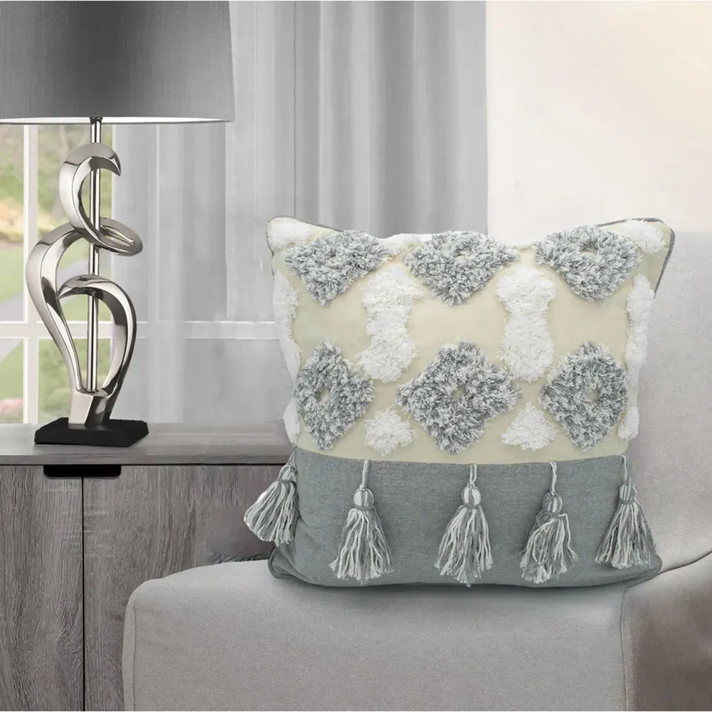 Alta Tufted Filled Cushion 2 Pack - Grey