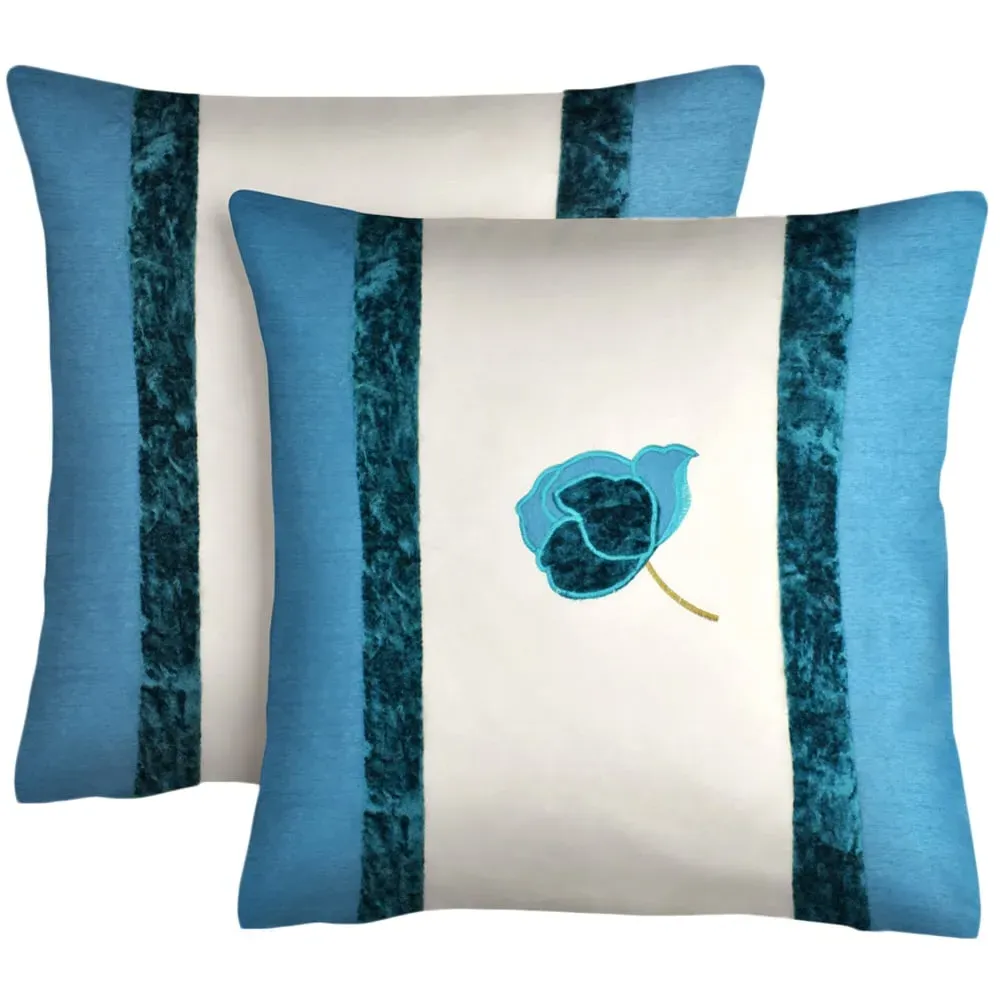 Amelia Filled Cushion 2 Pack - Teal, Velvet image